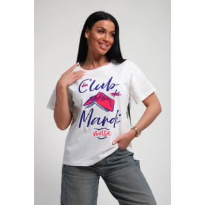 Футболка женская №85666 кулирка (р-ры: 46-56) белый Футболка женская №85666 кулирка (р-ры: 46-56) белый