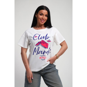 Футболка женская №85666 кулирка (р-ры: 46-56) белый Футболка женская №85666 кулирка (р-ры: 46-56) белый