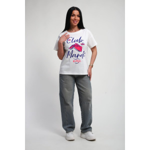 Футболка женская №85666 кулирка (р-ры: 46-56) белый Футболка женская №85666 кулирка (р-ры: 46-56) белый