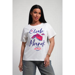 Футболка женская №85666 кулирка (р-ры: 46-56) белый Футболка женская №85666 кулирка (р-ры: 46-56) белый