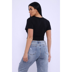 Футболка женская №74407 кулирка с лайкрой (р-ры: 48-52) черный