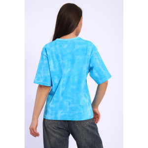 Футболка женская №74406 кулирка (р-ры: 44-54) батик бирюза
