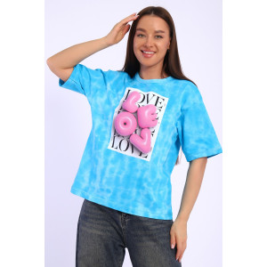 Футболка женская №74406 кулирка (р-ры: 44-54) батик бирюза