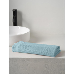 Полотенце вафельное "Canvas" с бахромой небесный