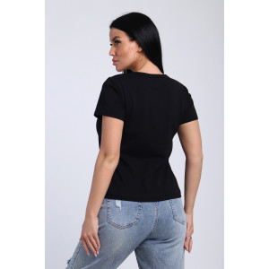 Футболка женская №74404 кулирка с лайкрой (р-ры: 46-48) черный Футболка женская №74404 кулирка с лайкрой (р-ры: 46-48) черный