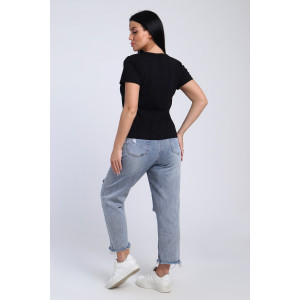 Футболка женская №74404 кулирка с лайкрой (р-ры: 46-48) черный Футболка женская №74404 кулирка с лайкрой (р-ры: 46-48) черный