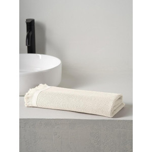 Полотенце вафельное "Canvas" с бахромой молочный