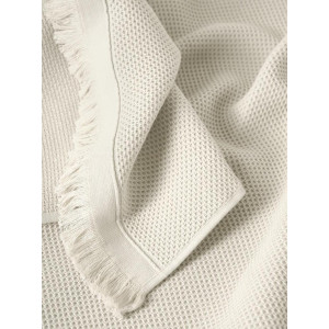 Полотенце вафельное "Canvas" с бахромой молочный