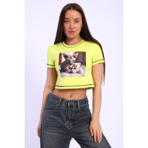 Футболка женская №74403 кулирка с лайкрой (р-ры: 50-52) лимон Футболка женская №74403 кулирка с лайкрой (р-ры: 50-52) лимон