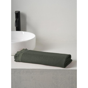 Полотенце вафельное "Canvas" с бахромой зеленый Полотенце вафельное "Canvas" с бахромой зеленый