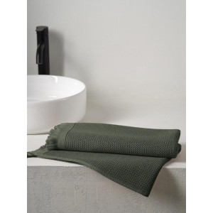 Полотенце вафельное "Canvas" с бахромой зеленый Полотенце вафельное "Canvas" с бахромой зеленый