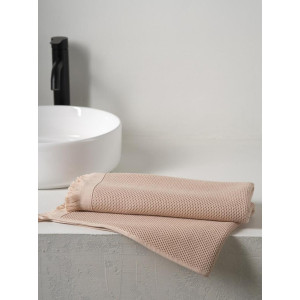 Полотенце вафельное "Canvas" с бахромой бежевый