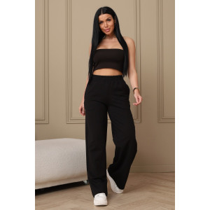 Брюки женские №22303 футер 2-х нитка (р-ры: 42-58) черный