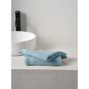 Набор вафельных полотенец "Canvas" с бахромой небесный 2 шт.