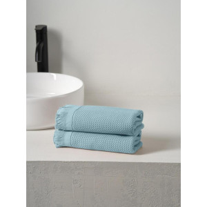 Набор вафельных полотенец "Canvas" с бахромой небесный 2 шт.