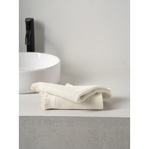 Набор вафельных полотенец "Canvas" с бахромой молочный 2 шт.
