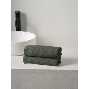 Набор вафельных полотенец "Canvas" с бахромой зеленый 2 шт.