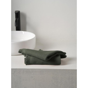 Набор вафельных полотенец "Canvas" с бахромой зеленый 2 шт.