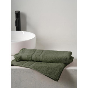 Полотенце махровое "Elegance" с бахромой хаки Полотенце махровое "Elegance" с бахромой хаки