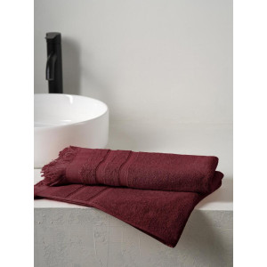 Полотенце махровое "Elegance" с бахромой бордовый Полотенце махровое "Elegance" с бахромой бордовый