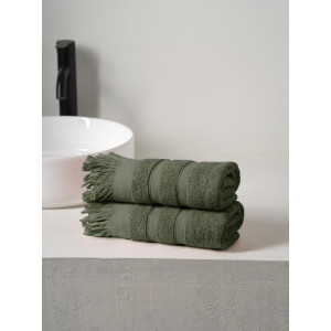 Набор махровых полотенец "Elegance" с бахромой хаки 2 шт. Набор махровых полотенец "Elegance" с бахромой хаки 2 шт.