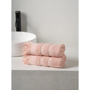 Набор махровых полотенец "Elegance" с бахромой нежно-розовый 2 шт. Набор махровых полотенец "Elegance" с бахромой нежно-розовый 2 шт.