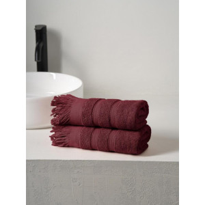 Набор махровых полотенец "Elegance" с бахромой бордовый 2 шт. Набор махровых полотенец "Elegance" с бахромой бордовый 2 шт.