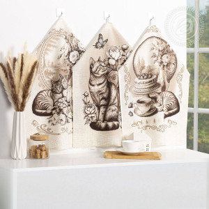 Набор кухонный из 3-х полотенец рогожка "Ностальгия" Набор кухонный из 3-х полотенец рогожка "Ностальгия"