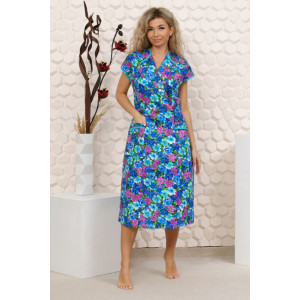 Халат женский М-62 бязь (р-ры: 46-70) голубо-синий