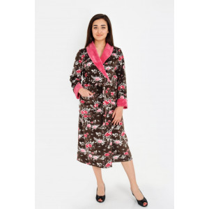 Халат женский М-109 велюр (р-ры: 44-62) коричневый