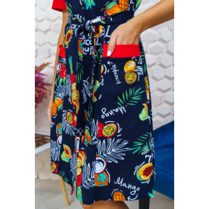 Халат женский М-12 кулирка (р-ры: 44-62) черный с красной отделкой