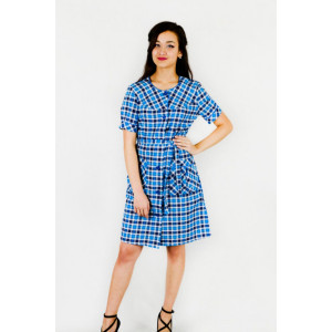 Халат женский М-46 сорочечная ткань (р-ры: 44-62) голубой