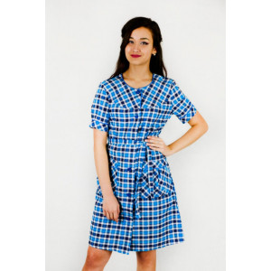 Халат женский М-46 сорочечная ткань (р-ры: 44-62) голубой