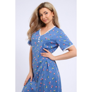 Платье женское №057 кулирка (р-ры: 48-62) голубой Платье женское №057 кулирка (р-ры: 48-62) голубой