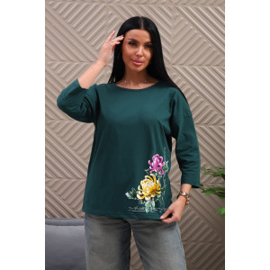 Туника женская №29537 кулирка (р-ры: 50-60) изумрудный