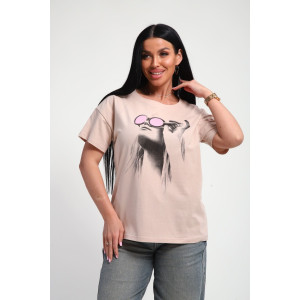 Футболка женская №85660 кулирка (р-ры: 46-56) бежевый