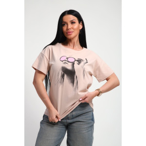 Футболка женская №85660 кулирка (р-ры: 46-56) бежевый