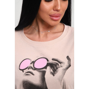 Футболка женская №85660 кулирка (р-ры: 46-56) бежевый