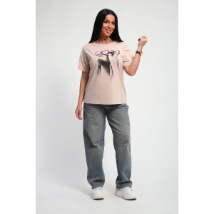 Футболка женская №85660 кулирка (р-ры: 46-56) бежевый