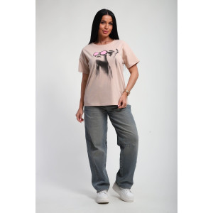 Футболка женская №85660 кулирка (р-ры: 46-56) бежевый