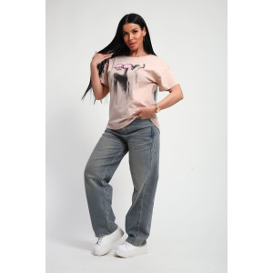 Футболка женская №85660 кулирка (р-ры: 46-56) бежевый