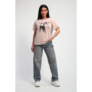 Футболка женская №85660 кулирка (р-ры: 46-56) бежевый