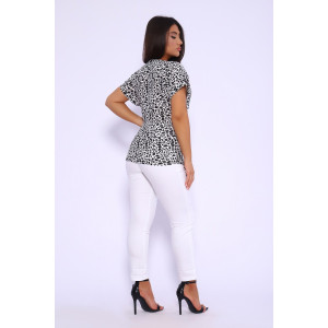 Футболка женская №32743 муслин (р-ры: 48-58) леопард черный