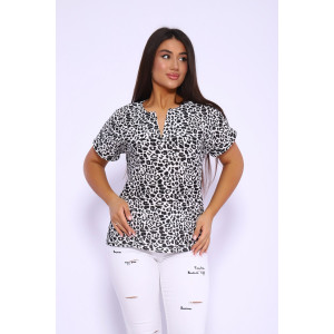 Футболка женская №32743 муслин (р-ры: 48-58) леопард черный
