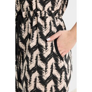 Халат женский №36998 кулирка (р-ры: 46-56) черно-бежевый