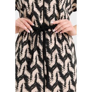 Халат женский №36998 кулирка (р-ры: 46-56) черно-бежевый