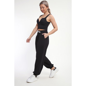 Брюки женские №85039 кулирка с лайкрой пенье (р-ры: 46-60) черный