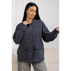 Бомбер женский 2167/1 вельвет (р-ры: 48-58) серый