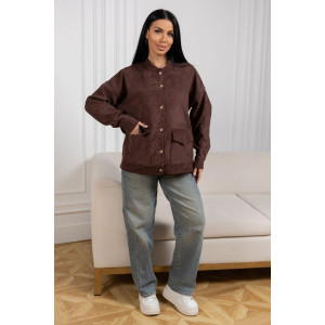 Бомбер женский 2167/2 вельвет (р-ры: 48-58) коричневый