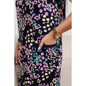 Халат женский 2168/1 кулирка (р-ры: 48-62) синий-розовый